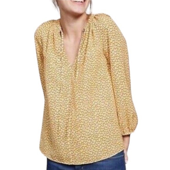Boden Tops - Boden yellow Printed boho peasant Blouse – Size 16 18 R‎